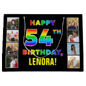 54. Geburtstag: Regenbogentext, benutzerdefinierte Große Geschenktüte (Vorderseite)