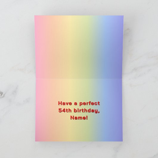 54. Geburtstag: Regenbogentext, benutzerdefinierte Karte (Innenseite)
