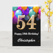 54. Geburtstag Schwarz und Gold farbige Ballons Karte (Gelbe Blume)