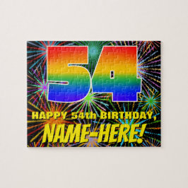 54. Geburtstag: Spaß, bunte feierliche Feuerwerke Puzzle