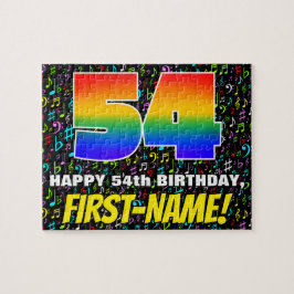 54. Geburtstag — Spaß, bunte Musiksymbole & "54" Puzzle