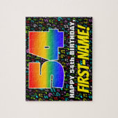 54. Geburtstag — Spaß, bunte Musiksymbole & "54" Puzzle (Vertikal)