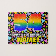 54. Geburtstag — Spaß, liebevolle Herzformen + "54