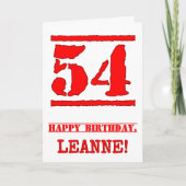 54. Geburtstag: Spaß, Red Rubber Briefmarke Inspir Karte (Vorderseite)
