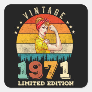 54. Geburtstag Vintage 54. Geburtstag Frauen 1971 Quadratischer Aufkleber