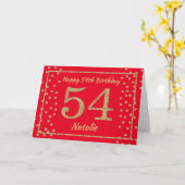 54. Geburtstags-Rot- und Gold-Glitzer-Confetti-Kar Karte (Gelbe Blume)