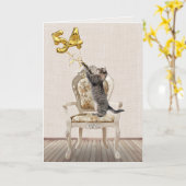 54. Geburtstagsballons und Tabby Cat Karte (Gelbe Blume)