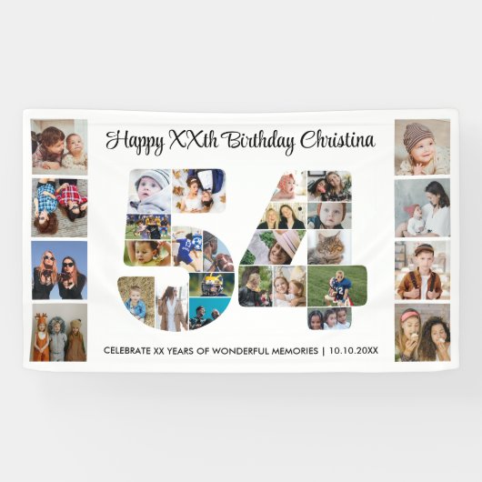 54. Geburtstagsfeier Nummer 54 Fotocollage Banner (Horizontal)