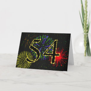 54. Geburtstagskarte mit Feuerwerk Karte