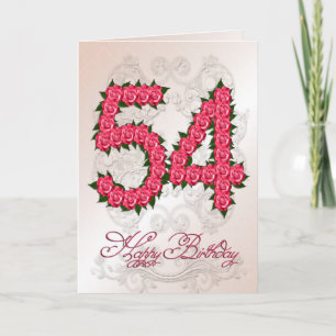 54. Geburtstagskarte mit Rose und Blätter Karte
