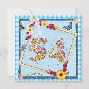 54. Geburtstagsparty Einladung Blume, Schmetterlin