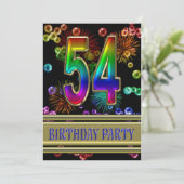 54. Geburtstagsparty Einladung mit Blasen (Stehend Vorderseite)