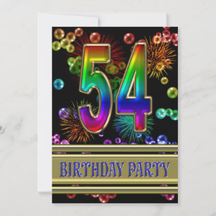 54. Geburtstagsparty Einladung mit Blasen