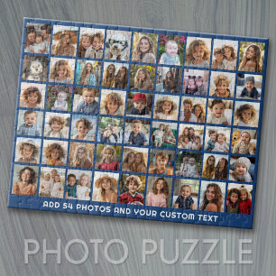 54 Quadratisches Fotocollagen-Raster mit Text - bl Puzzle