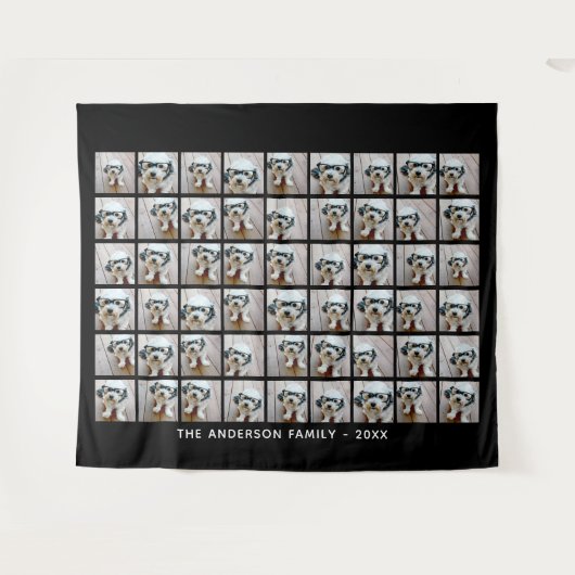 54 Square Foto Collage mit einfachem Text Wandteppich (Vorderseite (Horizontal))