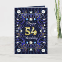 54th birthday card with masses of jewels