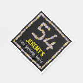 54th Birthday: Floral Flowers Number, Custom Name Serviette (Ecke)