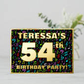 54th Birthday Party — Fun, Colorful Music Symbols Folieneinladung (Stehend vorne)