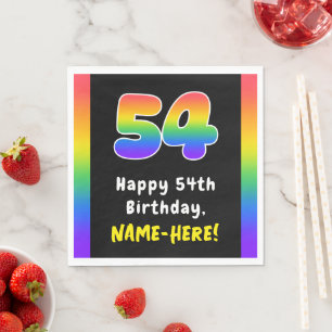 54th Birthday: Rainbow Spectrum # 54, Custom Name Serviette