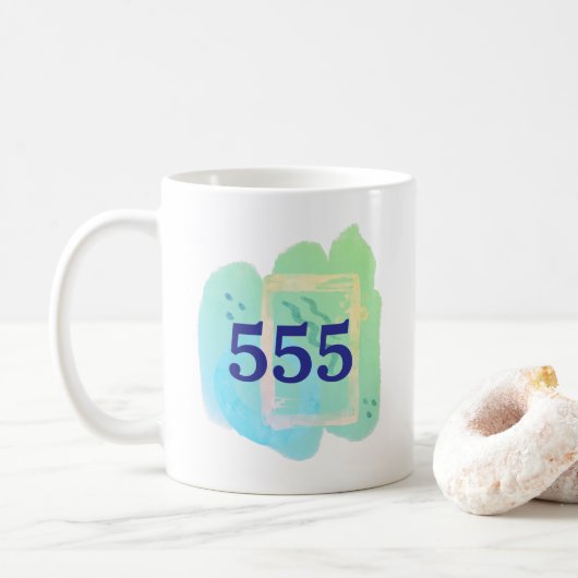 555 Angel-Zahl Transformation Affirmation Kaffeetasse (Mit Donut)
