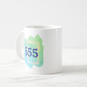 555 Angel-Zahl Transformation Affirmation Kaffeetasse (Vorderseite Links)