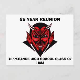 555, TIPPECANOE HIGH-SCHOOL-KLASSE VON 1982, 25 Y… EINLADUNGSPOSTKARTE