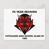 555, TIPPECANOE HOCHSCHULE KLASSE VON 1982, 25 Y.. EINLADUNGSPOSTKARTE (Vorderseite)