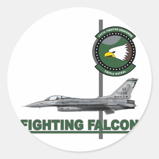 555th Fighter Squadron F-16C Block 40E Runder Aufkleber (Vorderseite)