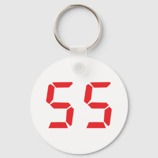55 55 Uhr, roter Wecker, digitale Nummer Schlüsselanhänger