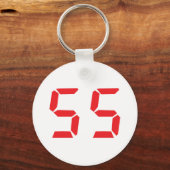 55 55 Uhr, roter Wecker, digitale Nummer Schlüsselanhänger (Vorderseite)