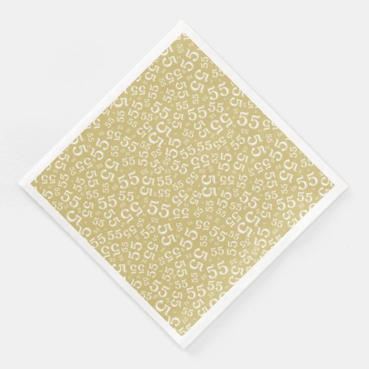 55. Age Random Number Pattern Gold/Weißbuch Serviette (Ecke)
