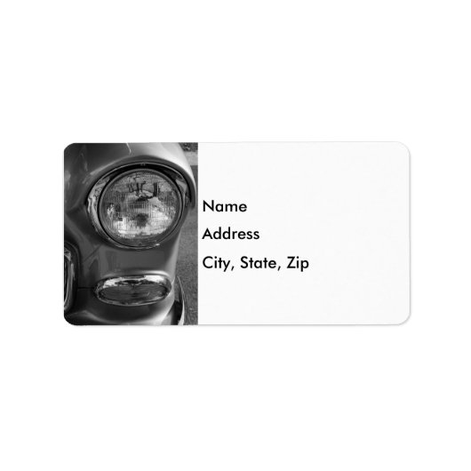 55 Chevy Headlight Graustufen Adressaufkleber (Vorne)