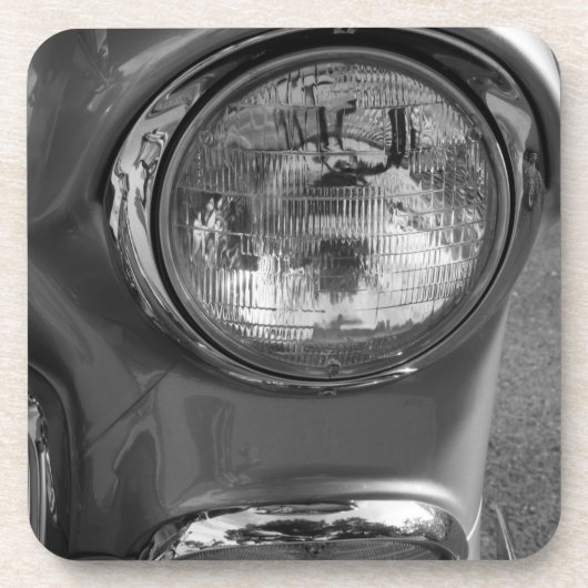 55 Chevy Headlight Graustufen Getränkeuntersetzer (Vorderseite)