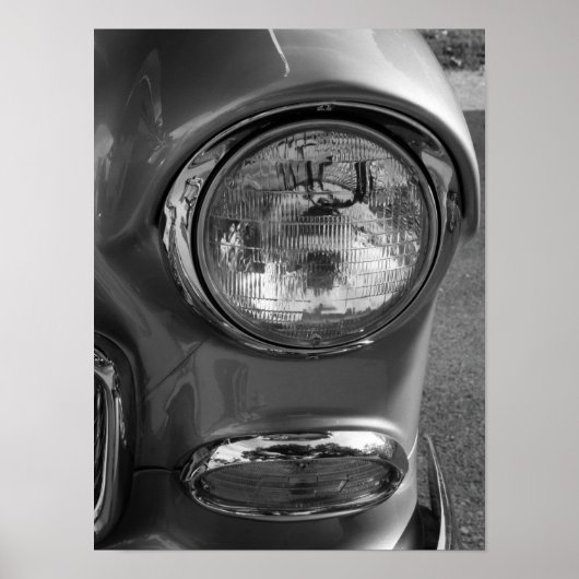 55 Chevy Headlight Graustufen Poster (Vorne)