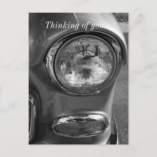 55 Chevy Headlight Graustufen Postkarte (Vorderseite)