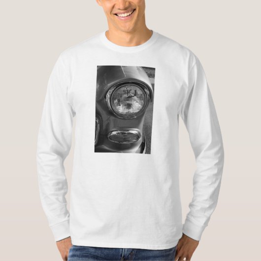 55 Chevy Headlight Graustufen T-Shirt (Vorderseite)