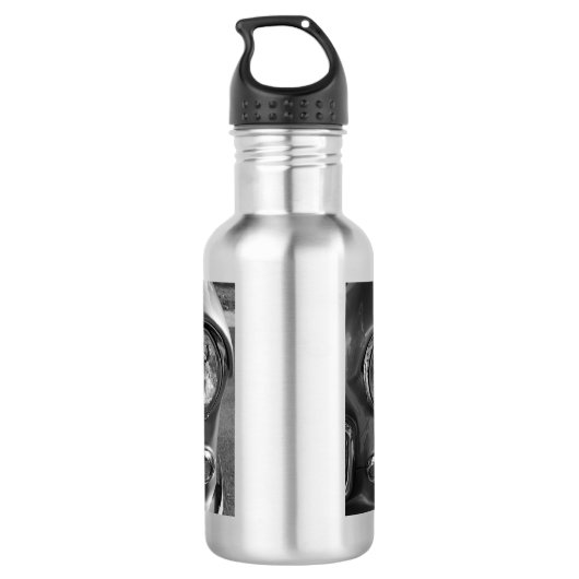 55 Chevy Headlight Graustufen Wasserflasche (Rückseite)