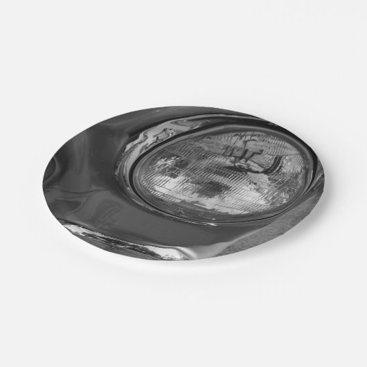 55 Chevy ScheinwerferGrayscale Pappteller (Schrägansicht)