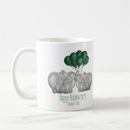55. Emeral Wedding Anniversary niedlicher Elefant Kaffeetasse