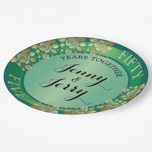 55. Emerald Anniversary Paper Plate Pappteller (Schrägansicht)