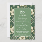 55. Emerald Ivory Floral Wedding Jubiläum Einladung (Vorderseite)