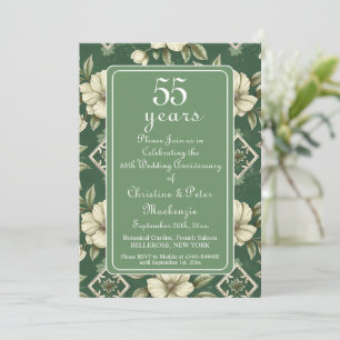 55. Emerald Ivory Floral Wedding Jubiläum Einladung