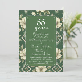 55. Emerald Ivory Floral Wedding Jubiläum Einladung