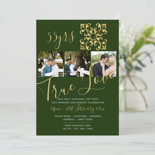 55. EMERALD Jubiläum FOTO GREEN Einladung (Stehend Vorderseite)