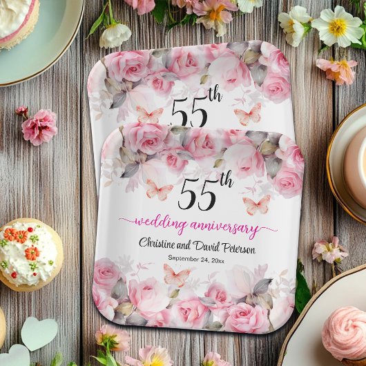 55. Emerald Wedding Anniversary Blush Rose Pappteller