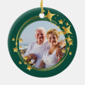 55. Emerald Wedding Anniversary Foto Gold Stars Keramik Ornament (Hinten)