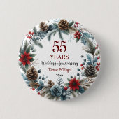 55. Emerald Wedding Jubiläum Eleganter Winter Button (Vorderseite)