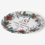 55. Emerald Wedding Jubiläum Eleganter Winter Pappteller (Schrägansicht)