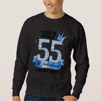55 & Fabulous I Blue White Party Group Candid Phot Sweatshirt