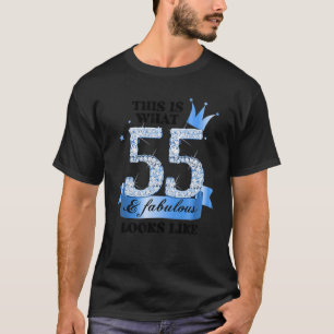 55 & Fabulous I Blue White Party Gruppe Candid Fot T-Shirt